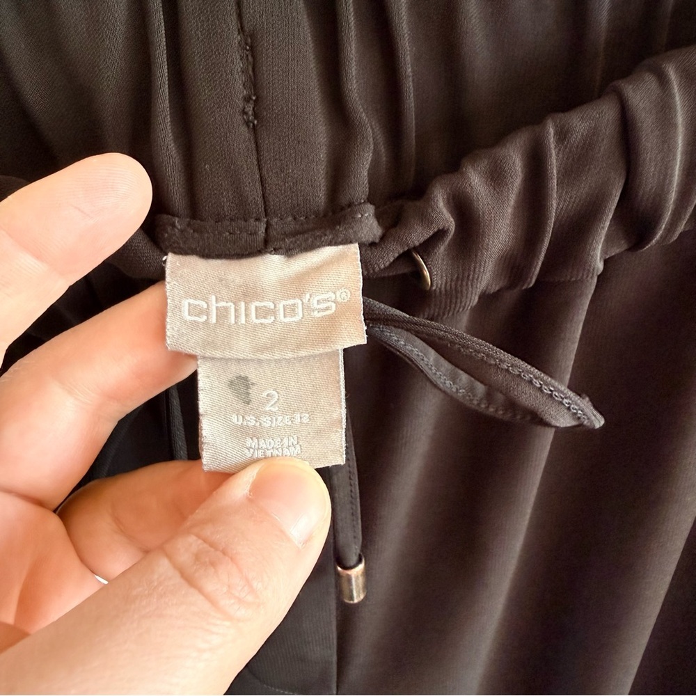 Chico's Elegant Black Drawstring Trousers Size 2 (Large 12) - Picture 3 of 7